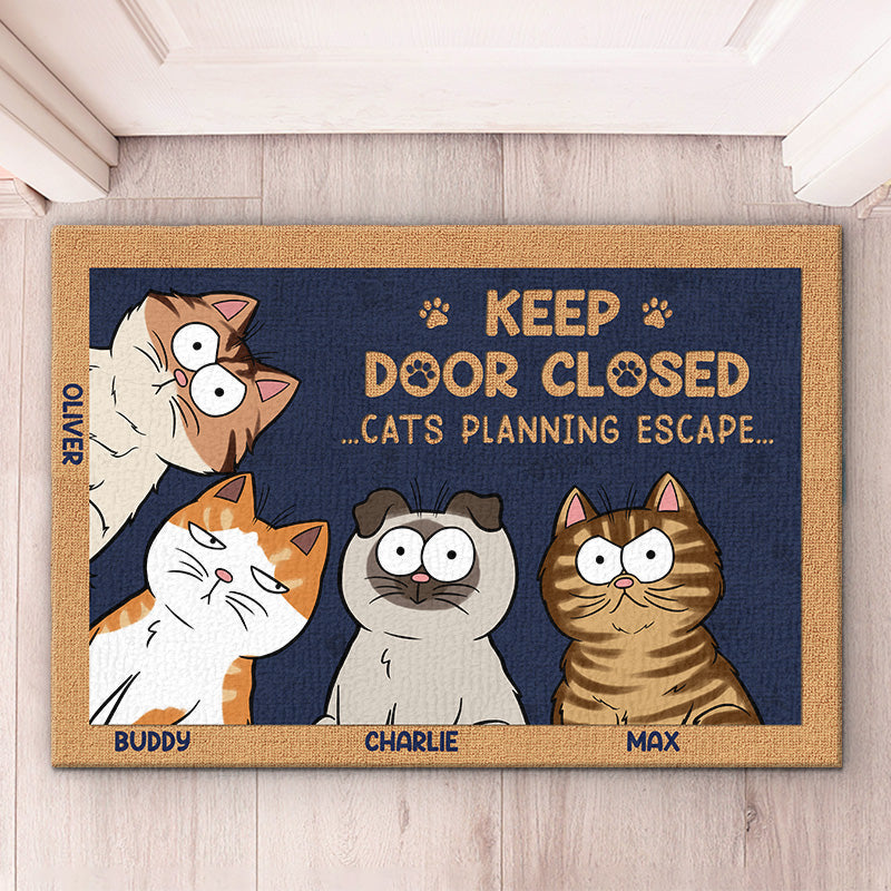 don't let the cat out no matter what he tells you - cat decorative mat for home decor - housewarming gift for pet owners and cat lovers