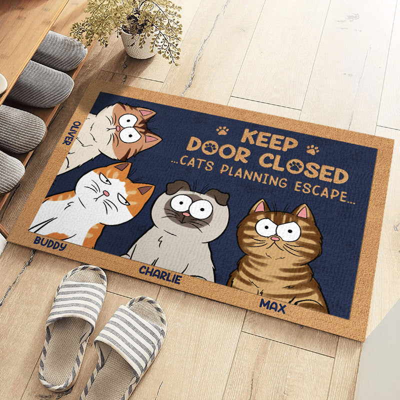 don't let the cat out no matter what he tells you - cat decorative mat for home decor - housewarming gift for pet owners and cat lovers