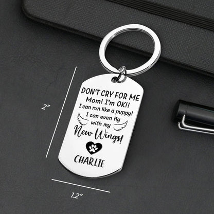 Don't Cry For Me I'm OK - Upload Image Personalized Keychain for Memory of Loved Ones, Family, or Pets, Stainless Steel, 3 Inch Long