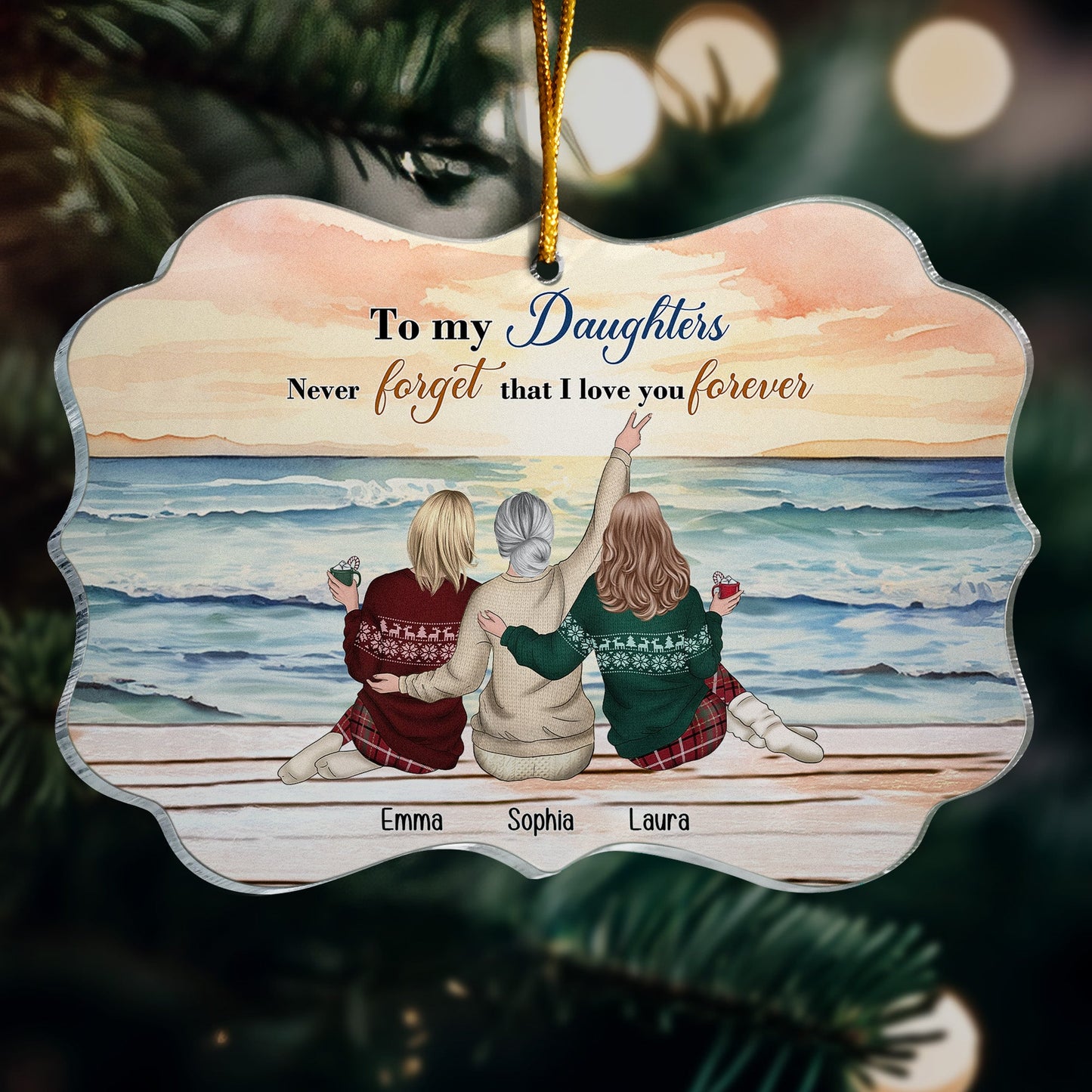 personalized acrylic ornament - to my daughters never forget that i love you forever, heartfelt gift for christmas, keepsake decoration, size options available