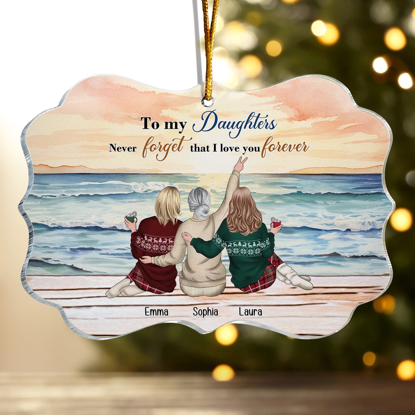 personalized acrylic ornament - to my daughters never forget that i love you forever, heartfelt gift for christmas, keepsake decoration, size options available