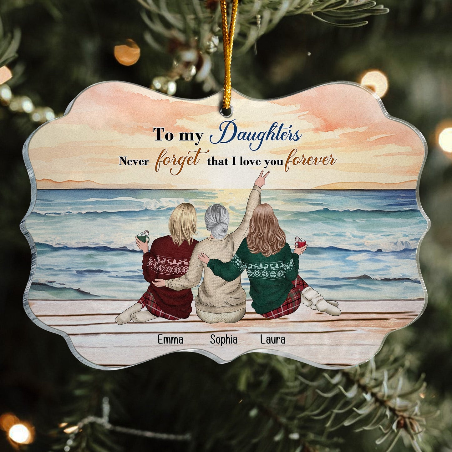 personalized acrylic ornament - to my daughters never forget that i love you forever, heartfelt gift for christmas, keepsake decoration, size options available