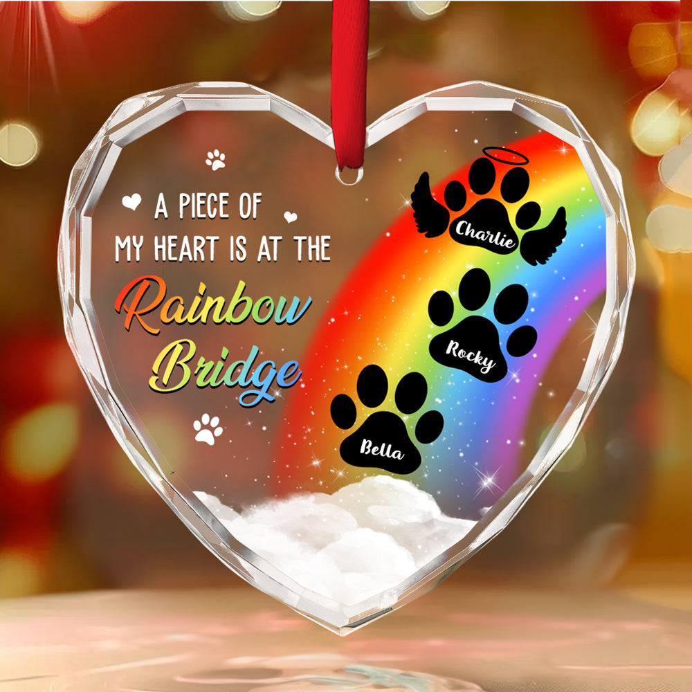 piece of dog mom heart - custom glass ornament for home decor