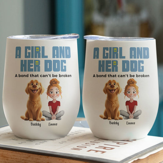 Unbreakable Bond With My Dogs - Personalized Wine Tumbler for Dog Lovers, 12oz Stainless Steel Travel Mug, Ideal Gift for Dog Moms and Pet Owners