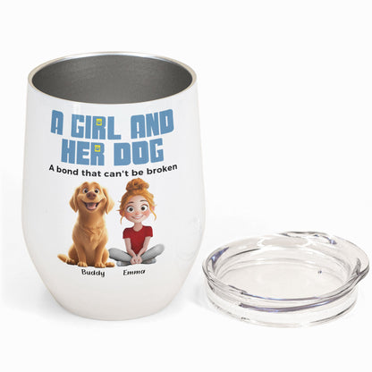 Unbreakable Bond With My Dogs - Personalized Wine Tumbler for Dog Lovers, 12oz Stainless Steel Travel Mug, Ideal Gift for Dog Moms and Pet Owners