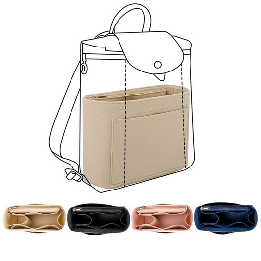 Purse Organizer Insert for Handbags Felt Bag Insert Dividers with Multi-pockets Fit Long Champ Le P.liage Backpack for Tidy Storage and Easy Access