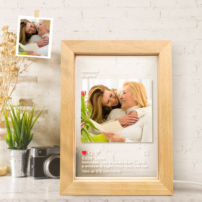Personalized Instagram Led Night Lamp Picture Frame Night Light for Home Decor and Gifts, Acrylic and Wood Design with Warm LED Lighting