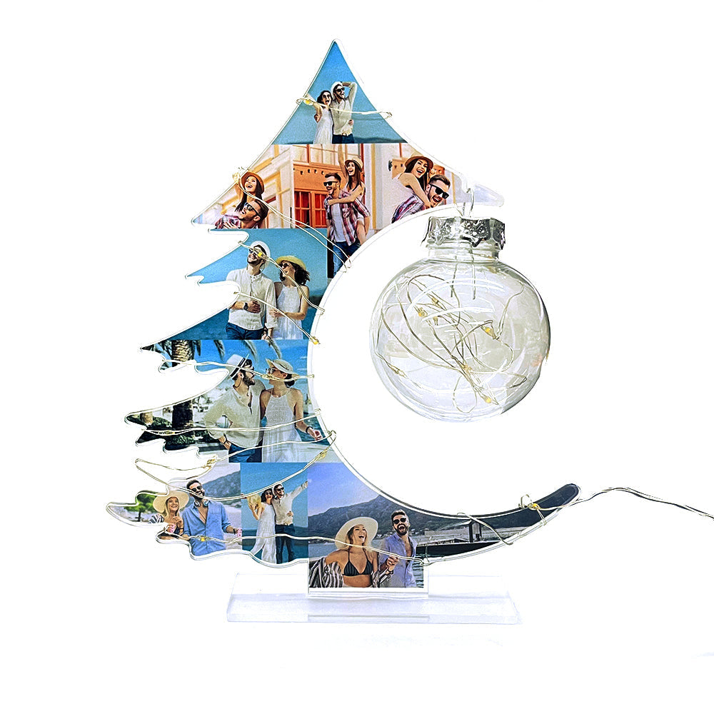 custom photo night light personalized christmas tree lamp home decor gift for kids and adults, unique led decorative collage light for birthdays, anniversaries and christmas