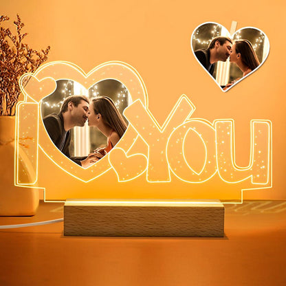Custom Acrylic Lamp Personalized I Love You Photo Night Light for Home Decor, Kids, Adults, LED Base, Unique Gift for Family and Friends, Room Decoration