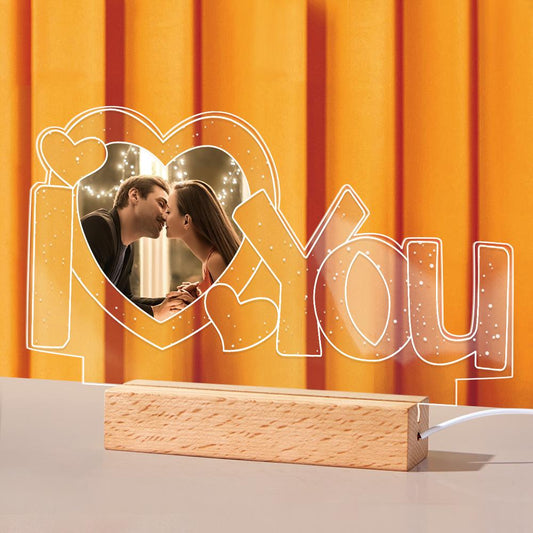 Custom Acrylic Lamp Personalized I Love You Photo Night Light for Home Decor, Kids, Adults, LED Base, Unique Gift for Family and Friends, Room Decoration