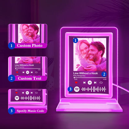 Custom Spotify Night Light Music Plaque Gifts for Lovers, Acrylic Personalised Song Display, Romantic LED Décor for Anniversaries, Birthdays, Valentine's Day