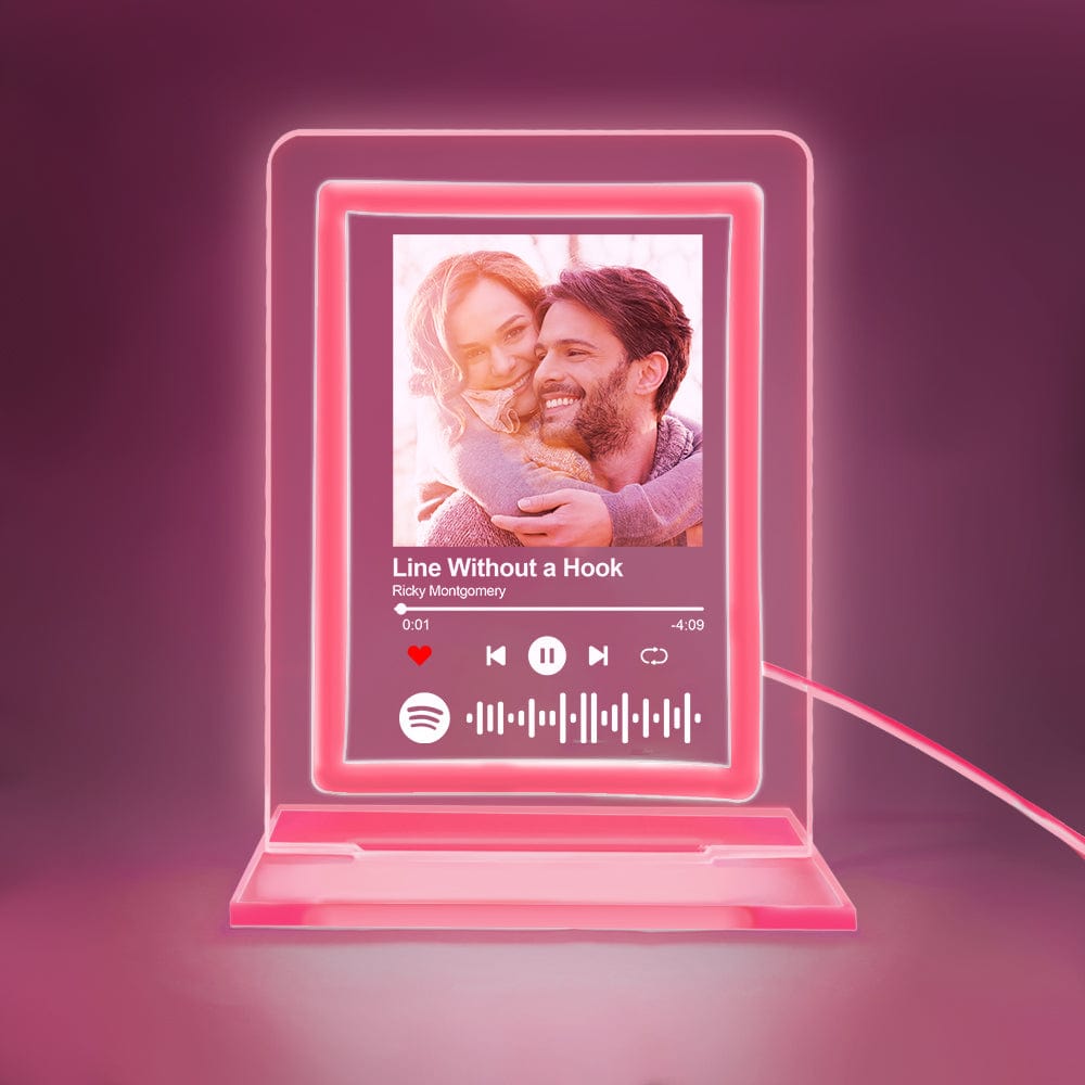 custom spotify night light music plaque gifts for lovers, acrylic personalised song display, romantic led décor for anniversaries, birthdays, valentine's day