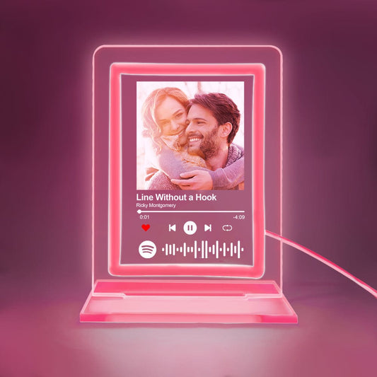 Custom Spotify Night Light Music Plaque Gifts for Lovers, Acrylic Personalised Song Display, Romantic LED Décor for Anniversaries, Birthdays, Valentine's Day