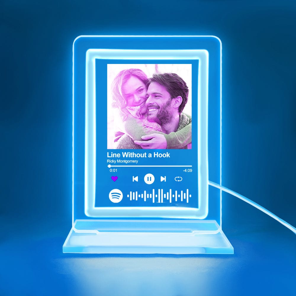 custom spotify night light music plaque gifts for lovers, acrylic personalised song display, romantic led décor for anniversaries, birthdays, valentine's day