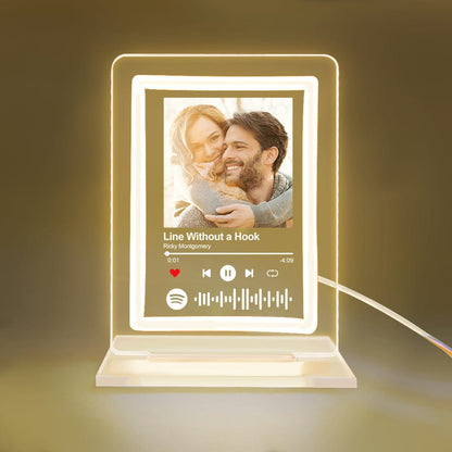 Custom Spotify Night Light Music Plaque Gifts for Lovers, Acrylic Personalised Song Display, Romantic LED Décor for Anniversaries, Birthdays, Valentine's Day