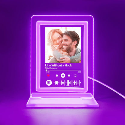 Custom Spotify Night Light Music Plaque Gifts for Lovers, Acrylic Personalised Song Display, Romantic LED Décor for Anniversaries, Birthdays, Valentine's Day