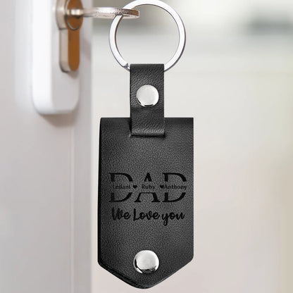 Custom Photo Leather Keychain - I Love You Dad, Drive Safe - Meaningful Gift for Father, Grandpa, Husband - Vintage Cowhide, Hypoallergenic, Portable Keepsake