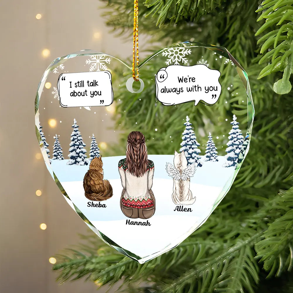 i miss you memorial dog cat - heart shaped glass ornament for pet lovers, ideal tribute for home decor, christmas, memorials, and sympathy gifts