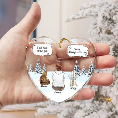 I Miss You Memorial Dog Cat - Heart Shaped Glass Ornament for Pet Lovers, Ideal Tribute for Home Decor, Christmas, Memorials, and Sympathy Gifts