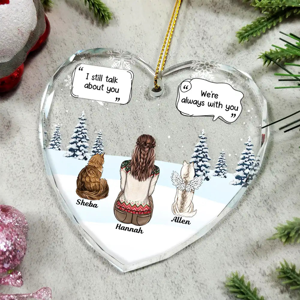 i miss you memorial dog cat - heart shaped glass ornament for pet lovers, ideal tribute for home decor, christmas, memorials, and sympathy gifts