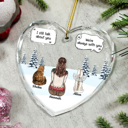 I Miss You Memorial Dog Cat - Heart Shaped Glass Ornament for Pet Lovers, Ideal Tribute for Home Decor, Christmas, Memorials, and Sympathy Gifts