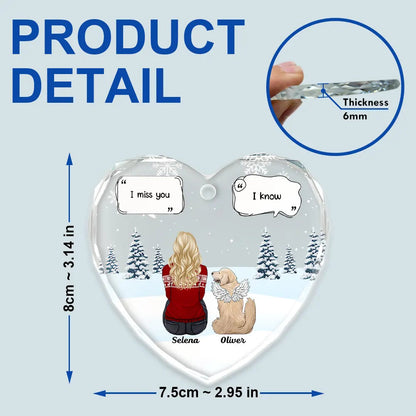 I Miss You Memorial Dog Cat - Heart Shaped Glass Ornament for Pet Lovers, Ideal Tribute for Home Decor, Christmas, Memorials, and Sympathy Gifts