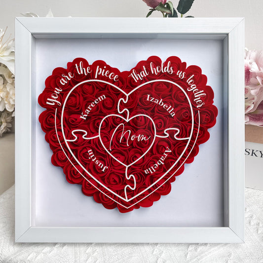 You Are The Piece That Hold Us Together - Flower Shadow Box for Mum, Eco-Friendly Display Keepsake, Perfect Gift for Mother's Day, Birthdays, and Anniversaries