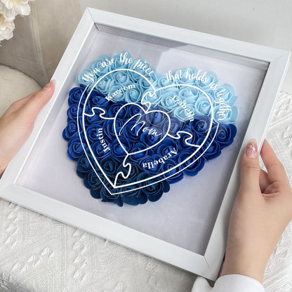 You Are The Piece That Hold Us Together - Flower Shadow Box for Mum, Eco-Friendly Display Keepsake, Perfect Gift for Mother's Day, Birthdays, and Anniversaries