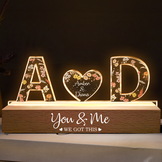 You & Me We Got This Custom Name - Personalised LED Night Light for Couples, Gift for Her or Him, Romantic Bedroom Decor, Unique Anniversary or Birthday Present