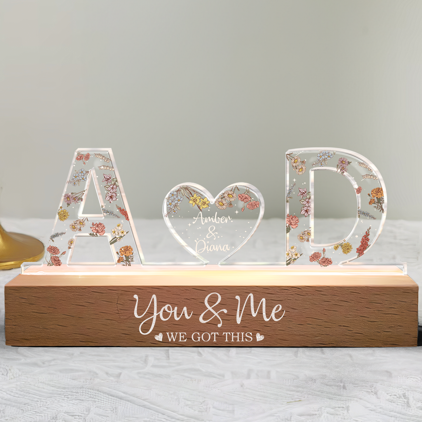 you & me we got this custom name - personalised led night light for couples, gift for her or him, romantic bedroom decor, unique anniversary or birthday present