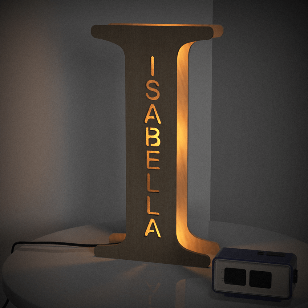 personalized name wooden letter night light 28cm for kids home decor with usb and adhesive backing, warm led glow, unique wall art a-z letters