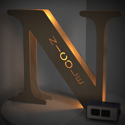Personalized Name Wooden Letter Night Light 28CM for Kids Home Decor with USB and Adhesive Backing, Warm LED Glow, Unique Wall Art A-Z Letters