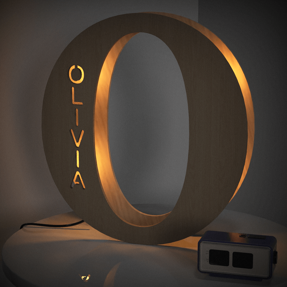 personalized name wooden letter night light 28cm for kids home decor with usb and adhesive backing, warm led glow, unique wall art a-z letters