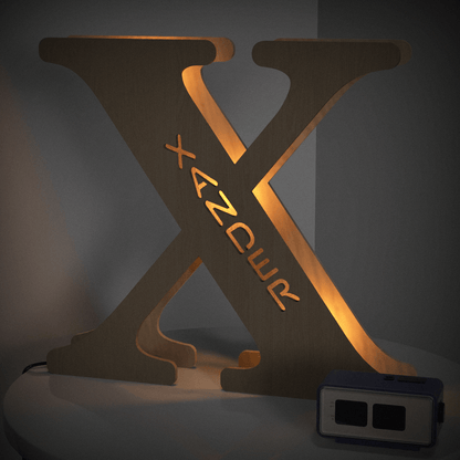 Personalized Name Wooden Letter Night Light 28CM for Kids Home Decor with USB and Adhesive Backing, Warm LED Glow, Unique Wall Art A-Z Letters