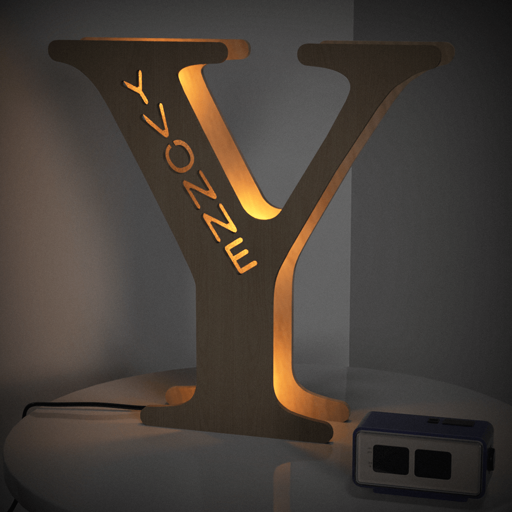 personalized name wooden letter night light 28cm for kids home decor with usb and adhesive backing, warm led glow, unique wall art a-z letters