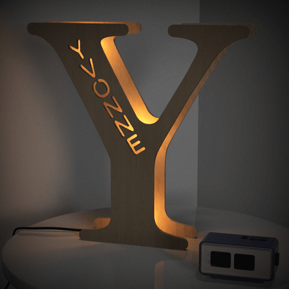 Personalized Name Wooden Letter Night Light 28CM for Kids Home Decor with USB and Adhesive Backing, Warm LED Glow, Unique Wall Art A-Z Letters