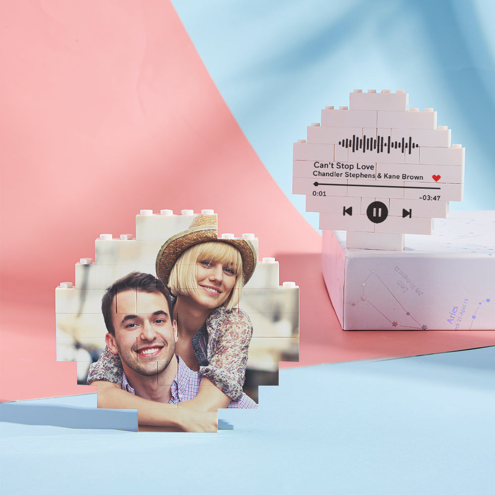 custom music code building block personalized photo brick puzzles for diy fun, creative projects, gifts for kids and adults, unique interlocking display, 5 sizes available