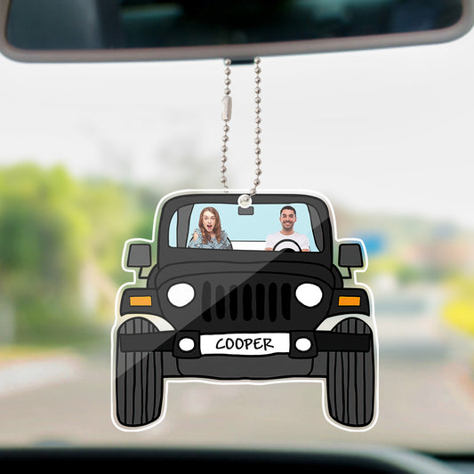 Personalized Off Road Car Photos Hanging Ornament - Acrylic Decor with Copper Chain, Lightweight and Stylish Interior Decoration