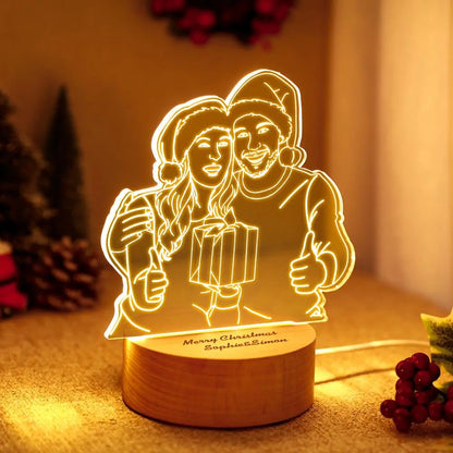 Custom Acrylic 3D Photo Lamp LED Night Lights With Wood Base, Unique Desktop Decoration, Warm Light for Home, Ideal Gift for Friends and Family