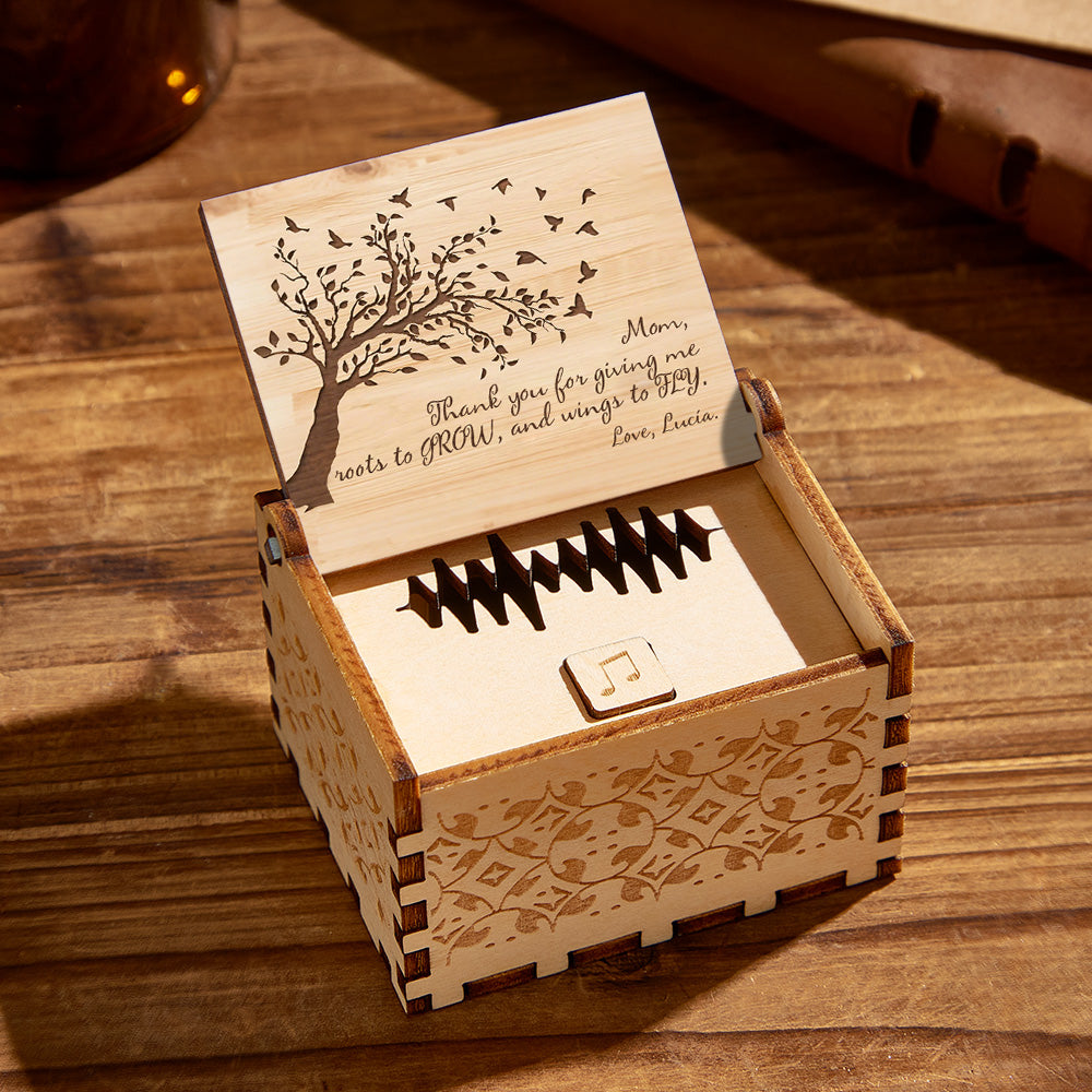 personalized wooden music box custom tree music box gift for mother - unique keepsake with voice recording feature, ideal for mother's day and special occasions