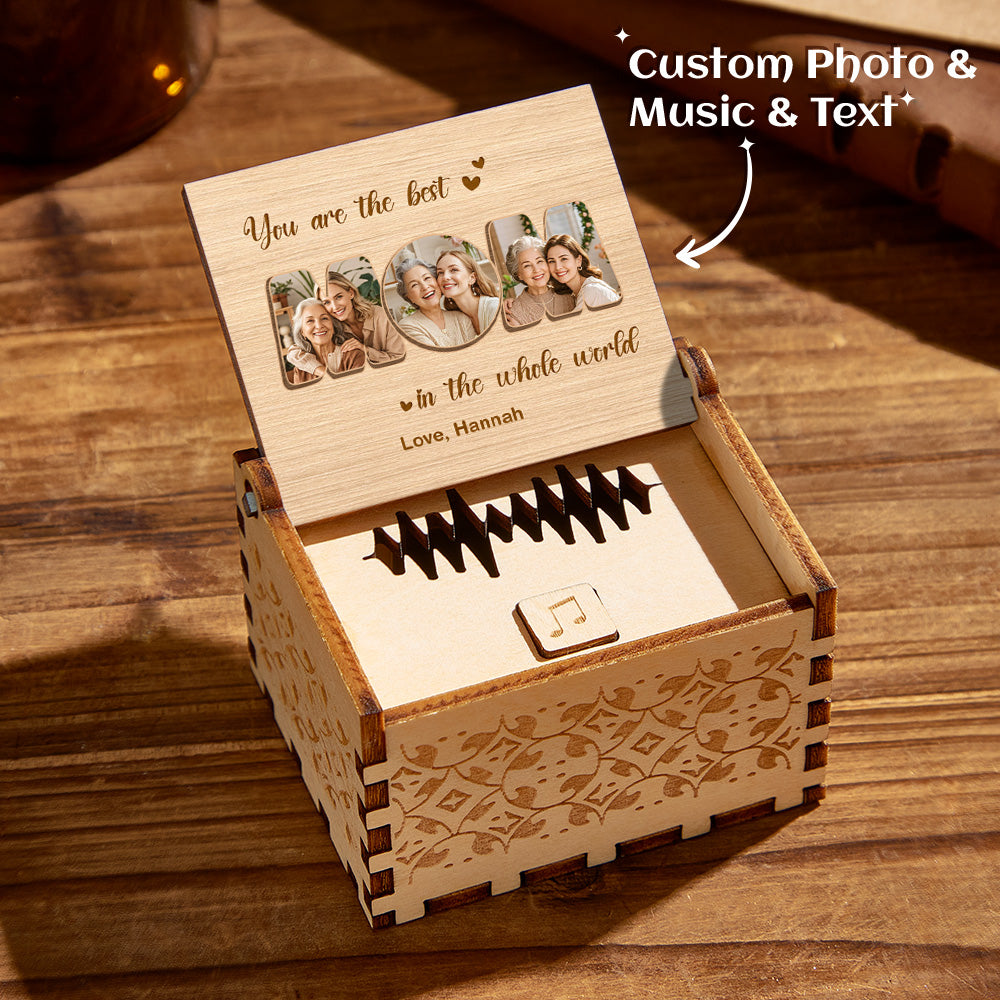 personalized wooden photo music box custom best mom music box gift for mother, unique keepsake with voice recording, perfect for mother's day or special occasions