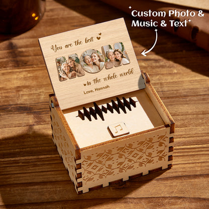 Personalized Wooden Photo Music Box Custom Best Mom Music Box Gift for Mother, Unique Keepsake with Voice Recording, Perfect for Mother's Day or Special Occasions