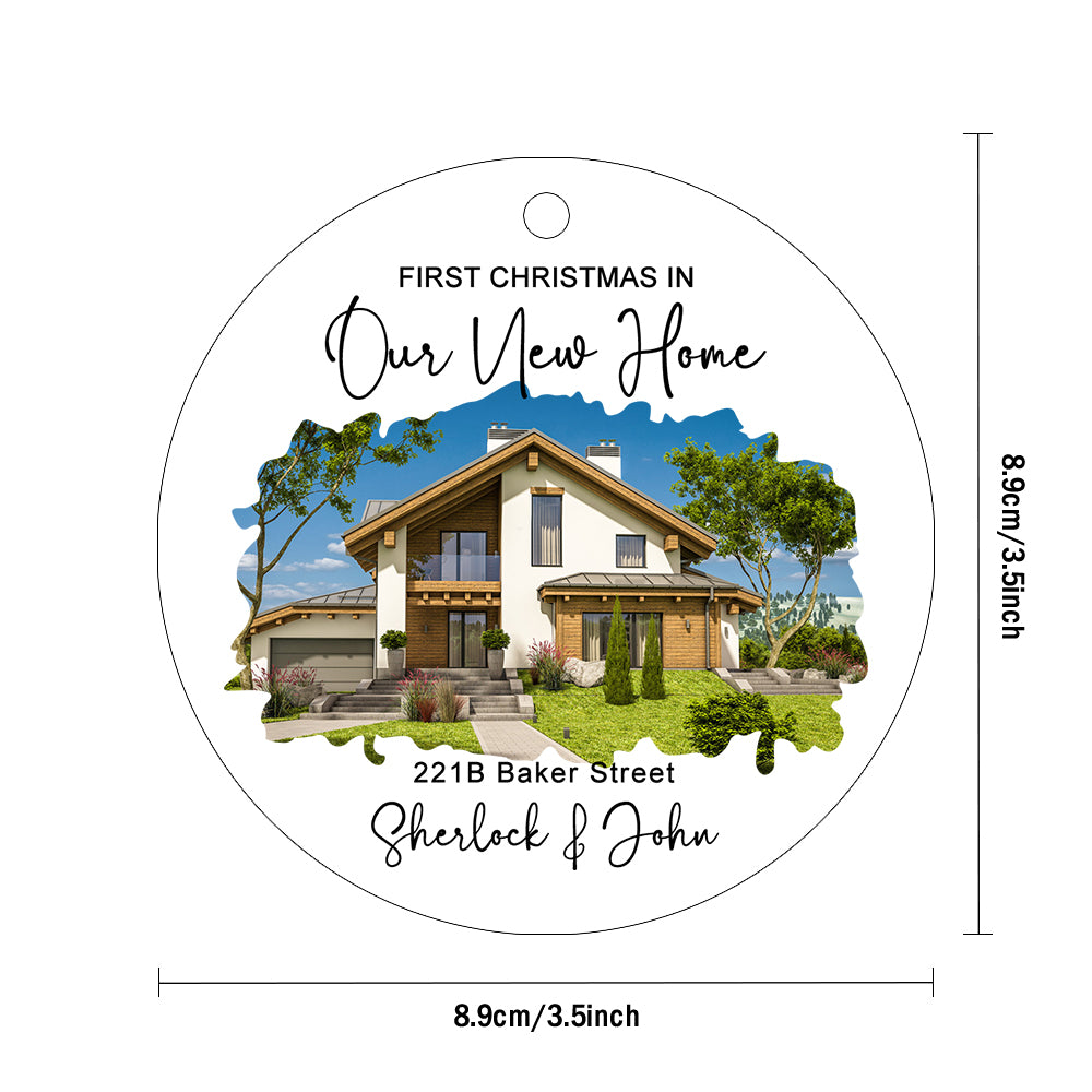personalized new home photo ornament - custom watercolor housewarming gift
