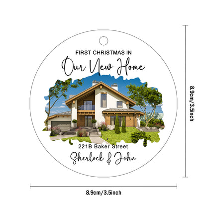 Personalized New Home Photo Ornament - Custom Watercolor Housewarming Gift