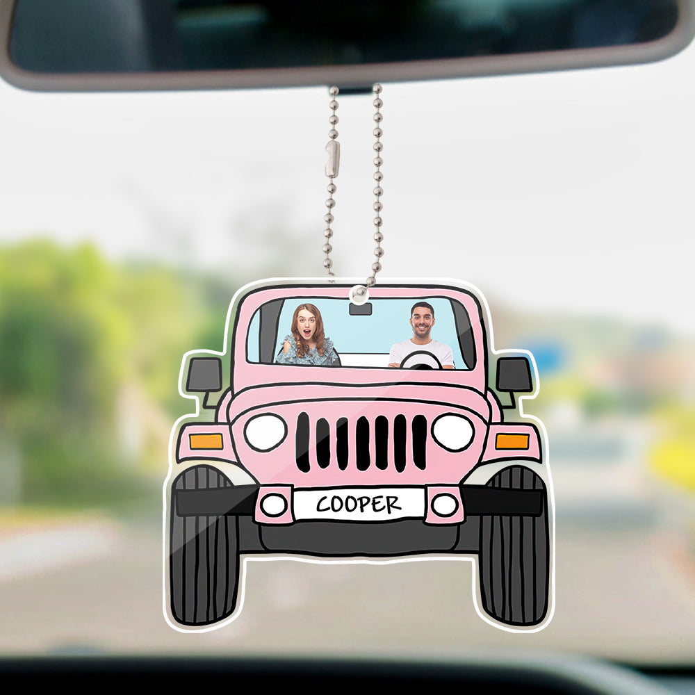 personalized off road car photos hanging ornament - acrylic decor with copper chain, lightweight and stylish interior decoration