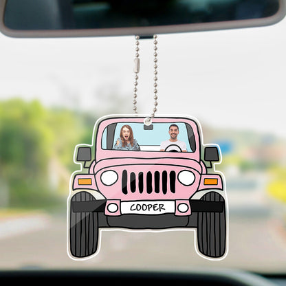 Personalized Off Road Car Photos Hanging Ornament - Acrylic Decor with Copper Chain, Lightweight and Stylish Interior Decoration