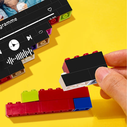 Personalized Music Code Colorful Building Brick Photo Block for Kids and Adults, Fun Memory Display Gift for Birthdays, Weddings, and Anniversaries
