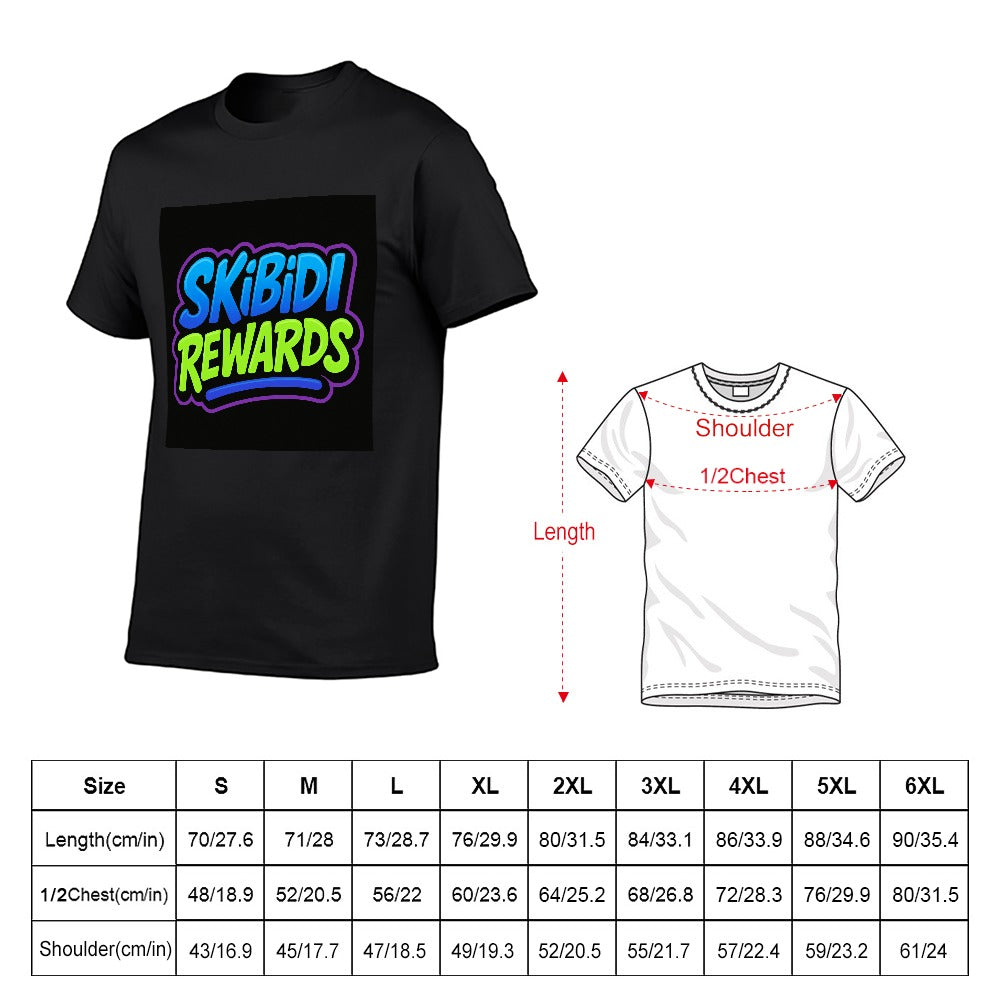 2025 150g men's short sleeve t-shirt with skibidi rewards print, comfortable cotton fabric, casual wear for fitness, leisure, and travel