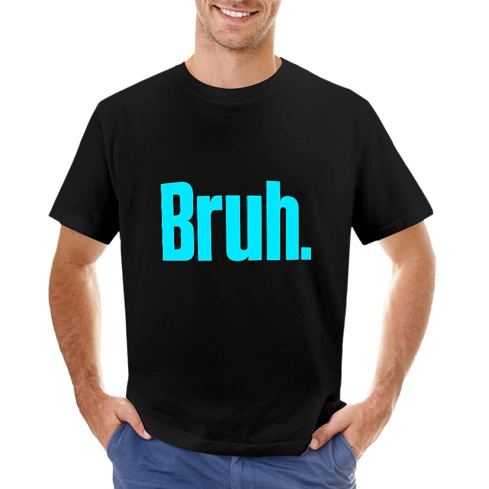 men's t-shirt 100% cotton bruh graphic t-shirt for casual wear, breathable comfort, vibrant print, ideal for gym, lounging, or outings, perfect for fashion-forward individuals