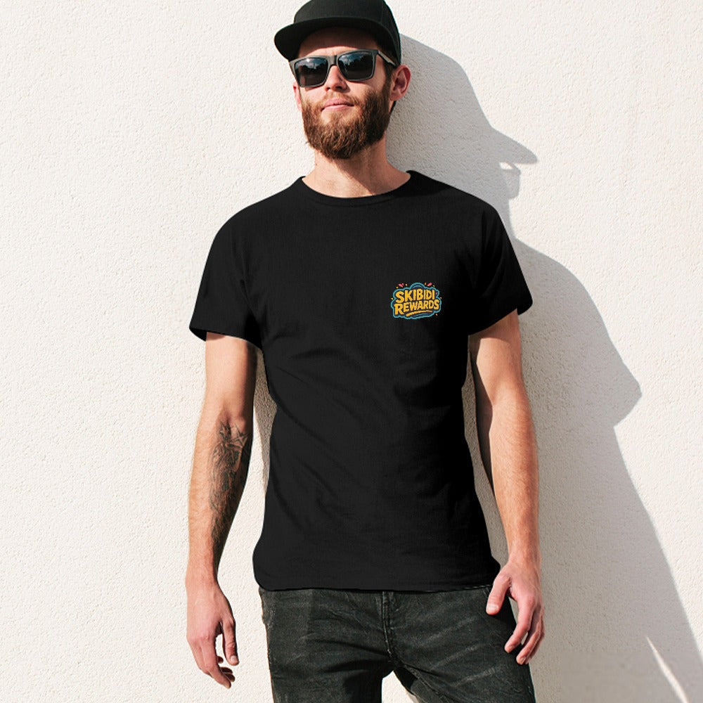 men's t-shirt 100% cotton skibidi rewards casual tee, soft breathable fabric, vibrant graphic print, ideal for fitness, leisure, travel, and everyday wear, stylish comfort for men